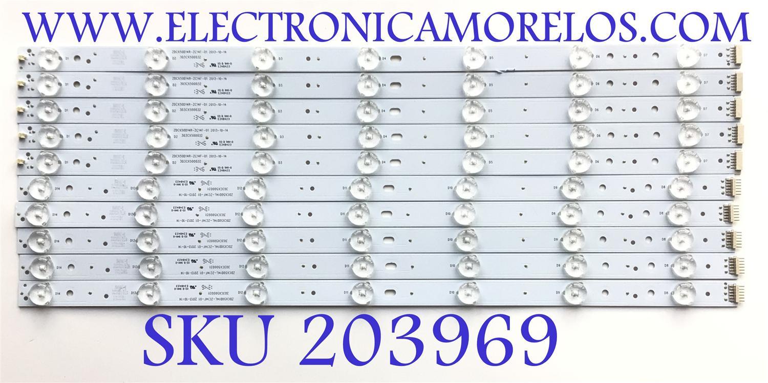 KIT DE LED'S PARA TV AIVOL ( 10 PZ ) / NUMERO DE PARTE 303CX500032 ( 5 PZ ) / 303CX500031 ( 5 PZ ) / ZDCX50D14L-ZC14F-01 / MODELO AET50320FN